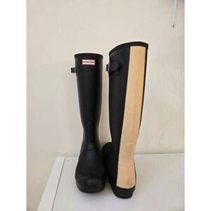 Hunter Original Tall Rain Boots Black Cream Back Panel Women's US 10 EU 42
